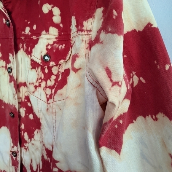 Bleach Dyed Red Jacket Cotton Size 12 First Issue - Picture 3 of 4